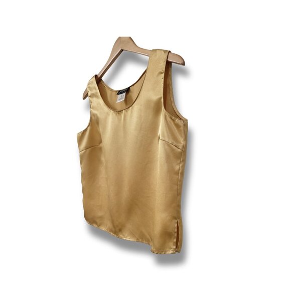 🌿Milano Women's Medium Gold Sleeveless Scoop Neck Split Hem Blouse - Picture 4 of 11